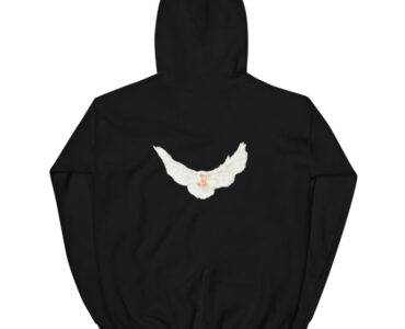 Peace Dove Printed Gap Hoodie Black